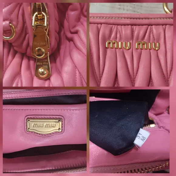 Miu Miu 💕 Pink Matelasse Nappa Leather Top Handle Satchel Bag Pristine ✨ - Picture 14 of 16